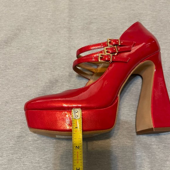Jessica Simpson Mary Jane Platform Pumps Womens 8 1/5 Strappy, New, Red - Picture 6 of 10